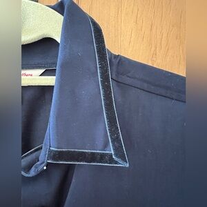 Brooks Brothers Velvet-Trimmed Cotton Sateen Shirt Dress | Navy | Size 6